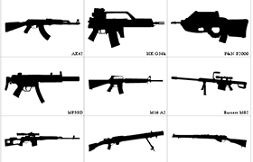 各式枪支PS自定义形状，CSH格式