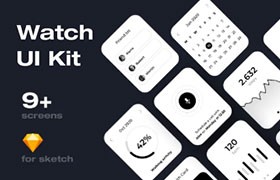 简约商务Apple Watch UI Kit模板，Sketch源文件