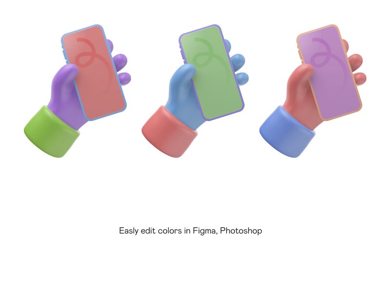 3D卡通手持iPhone12模型，Figma PSD格式