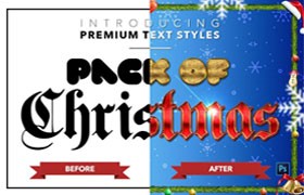 20款圣诞水晶质感PS字体样式，PSD ASL格式
