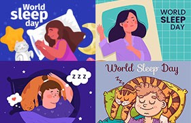 10张世界睡眠日插画，AI源文件
