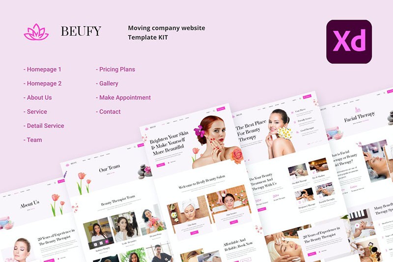 美妆化妆品网站UI模板，XD源文件