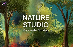 Procreate植物树叶自然风景画笔