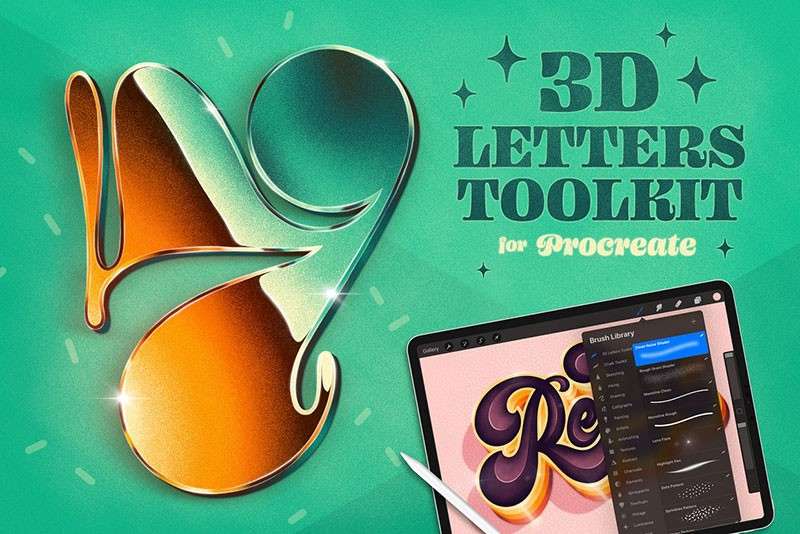 3D立体字Procreate笔刷工具