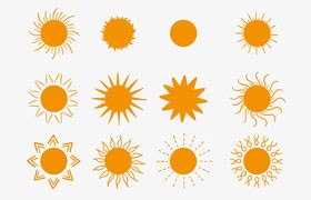 57种太阳样式矢量素材，AI源文件