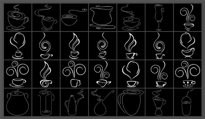 28个抽象咖啡标志PS形状，csh格式