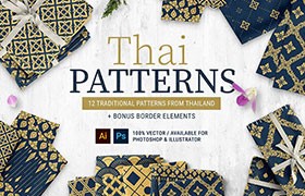 泰国传统服饰花纹图案，AI PSD PAT格式