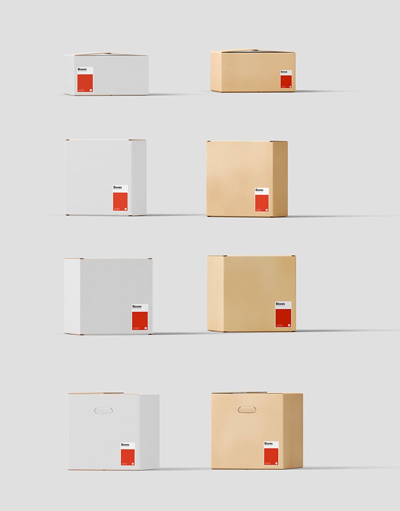 49个牛皮纸箱纸盒包装设计样机素材PSD