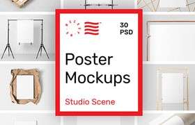 30个工作室场景海报设计展示样机PSD模板