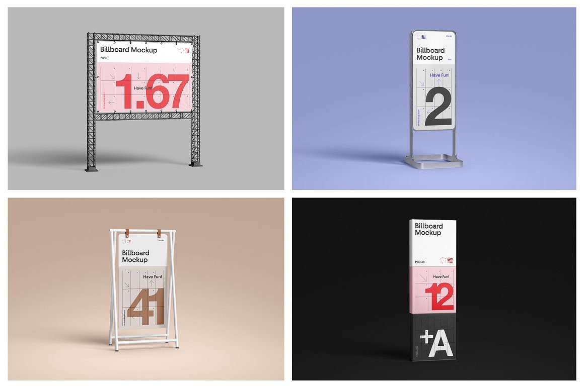 34种广告牌设计展示样机PSD模板