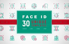 人脸识别Face ID矢量图标，AI源文件