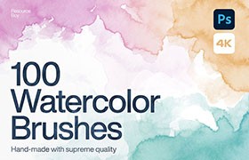 100个水彩印章图案Photoshop笔刷