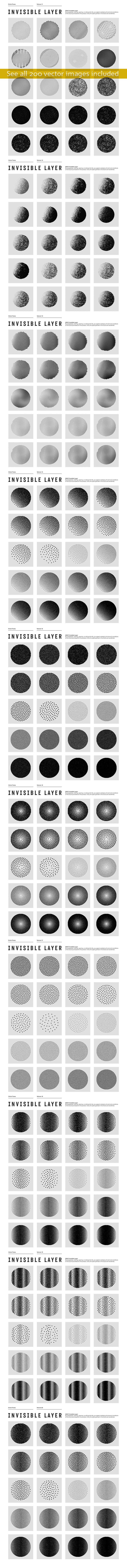 200种半色调圆形图案AI矢量素材