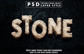 3D岩石文字特效PSD模板