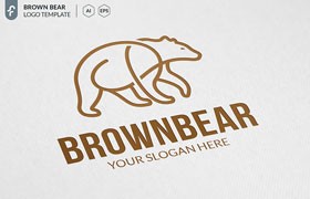 棕熊简笔画LOGO标志矢量模板，AI源文件