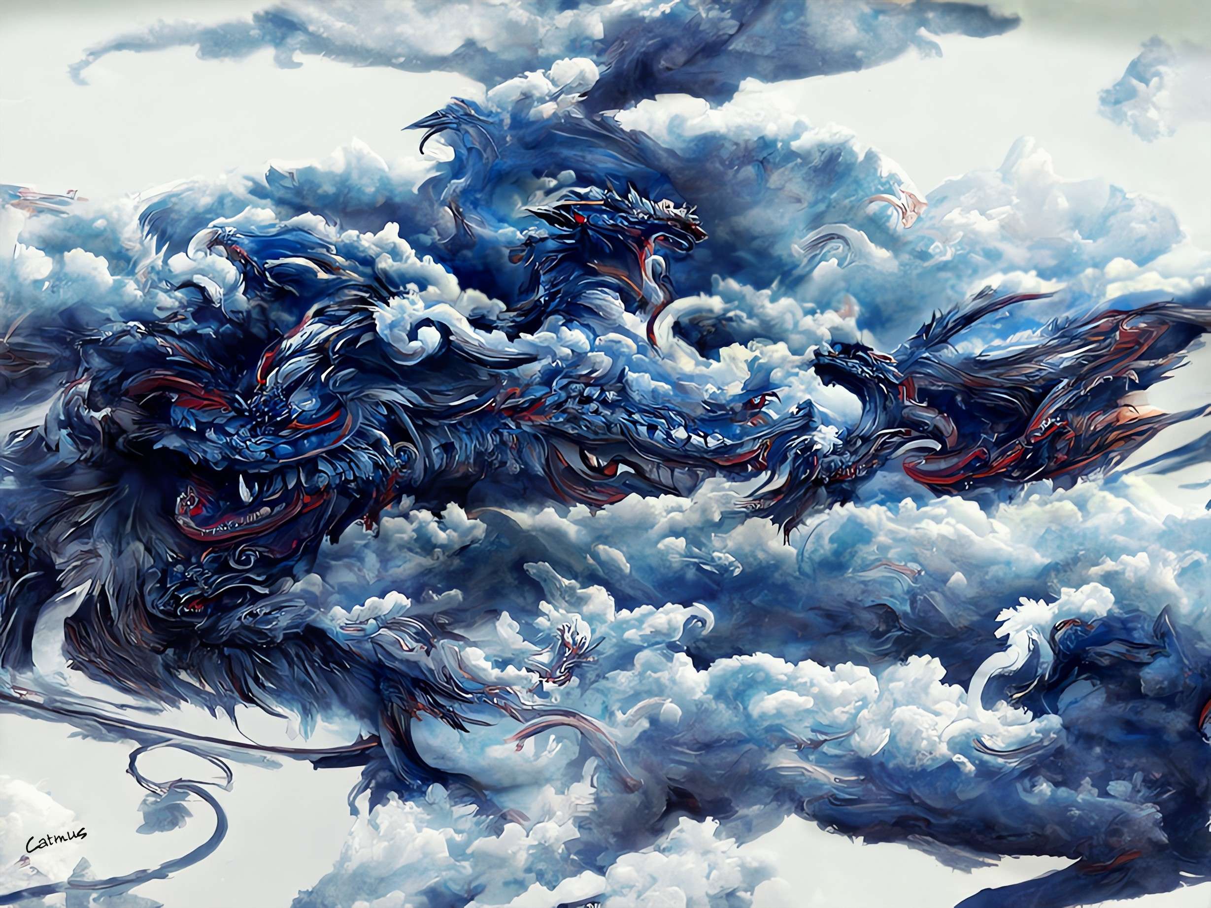 中国龙，云，艺术绘画