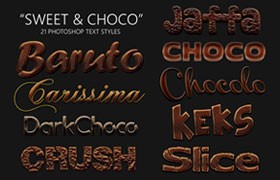 21个巧克力糖果质感PS样式，PSD ASL格式