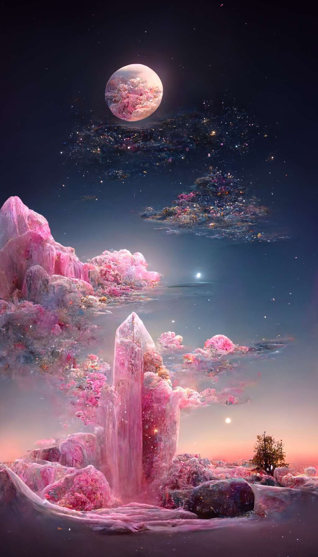 星河 粉色 水晶 大海 