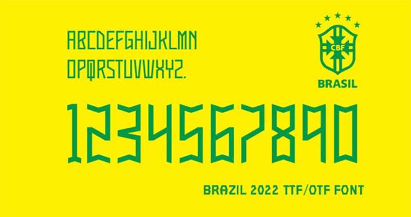 2022年世界杯巴西队球衣字体