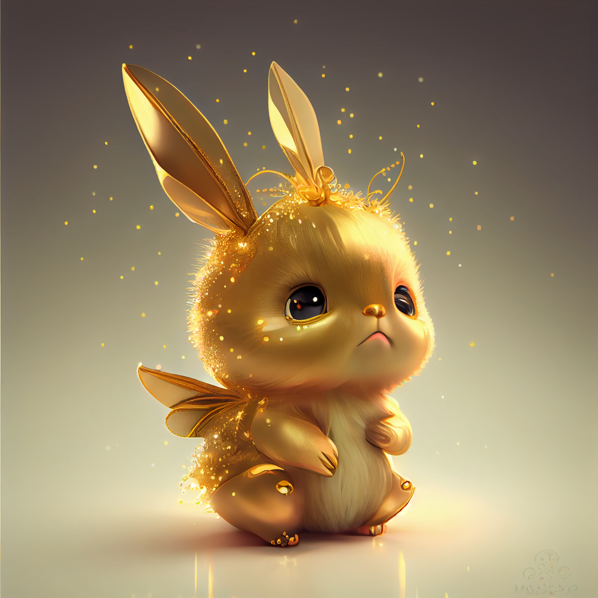 3D插图的金色兔子与闪闪发光的金色颜色插画图片素材_ID:425848250-Veer图库