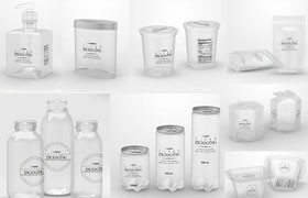 10种透明塑料瓶包装盒标签贴图样机PSD