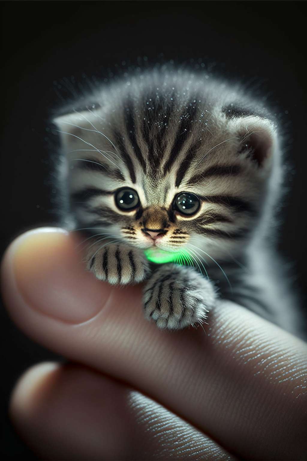 手指上的迷你小猫