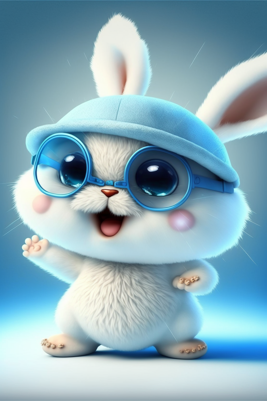 Happy Little White Rabbit Illustration, Happy White Rabbit, Rabbit ...