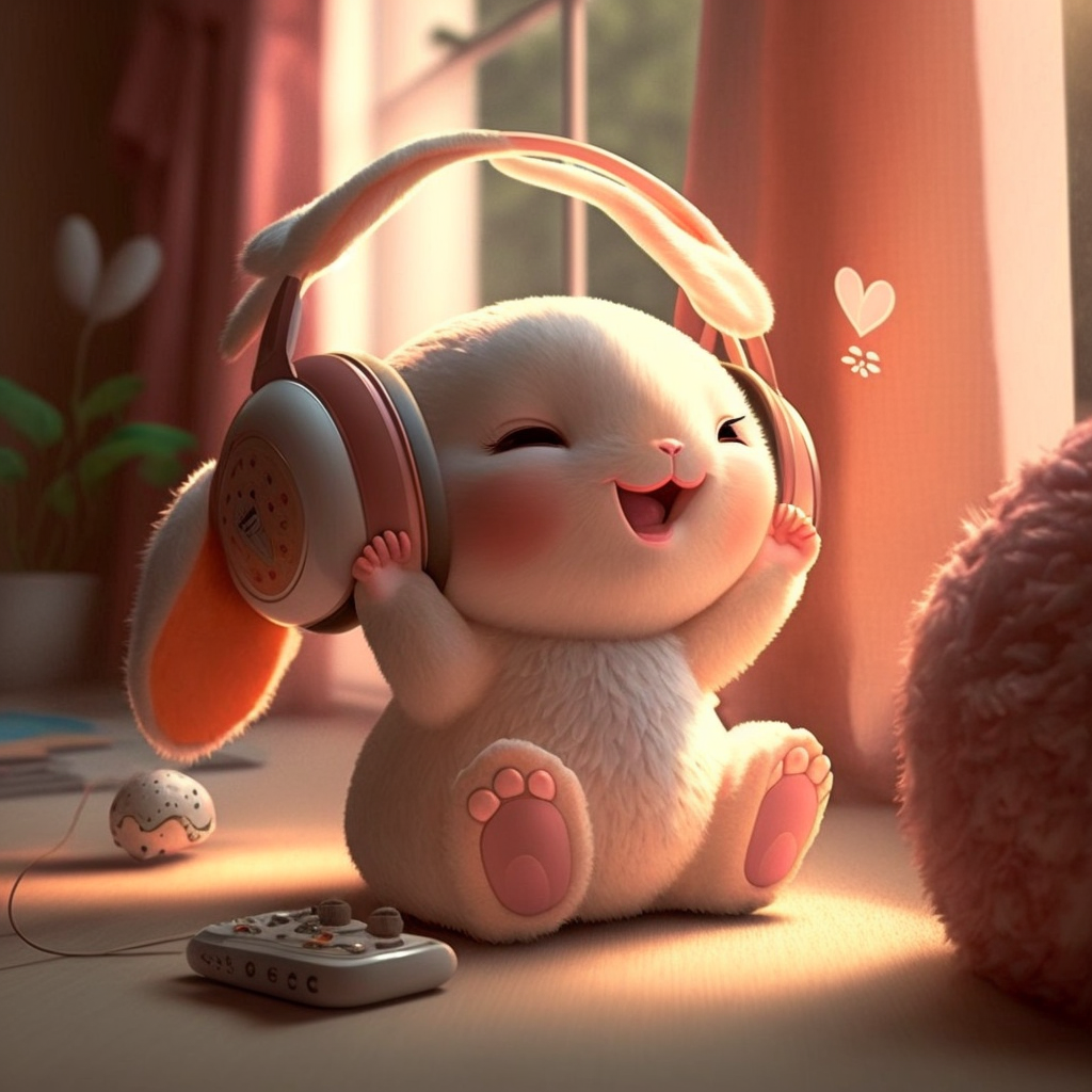 3D兔宝戴着耳机唱歌 - 全部作品 - 素材集市
