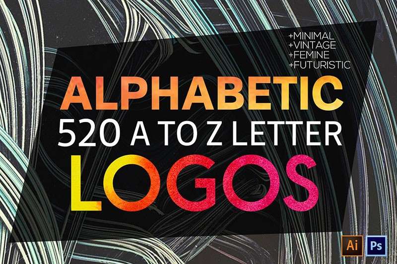 520个创意英文字母LOGO设计模板PSD AI格式