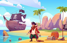 海盗主题游戏界面UI，AI源文件
