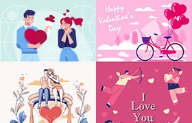  7 Valentine's Day theme illustrations, AI source files