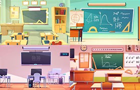  6 classroom scene illustrations, AI source files