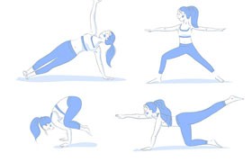  Vector illustration of 6 yoga postures, AI source file