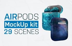 AirPods苹果无线耳机包装设计样机模板PSD