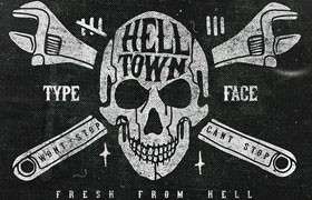 Helltown老式手绘英文字体