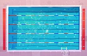 游泳池比赛场矢量插画，AI源文件