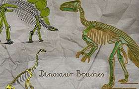 侏罗纪恐龙骨骼化石PS笔刷