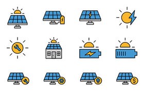 21个太阳能矢量图标，SVG PNG格式