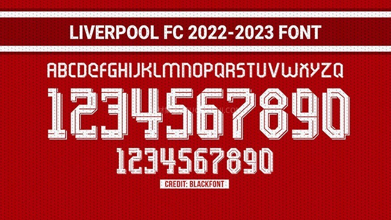 利物浦2022-2023赛季球衣字体