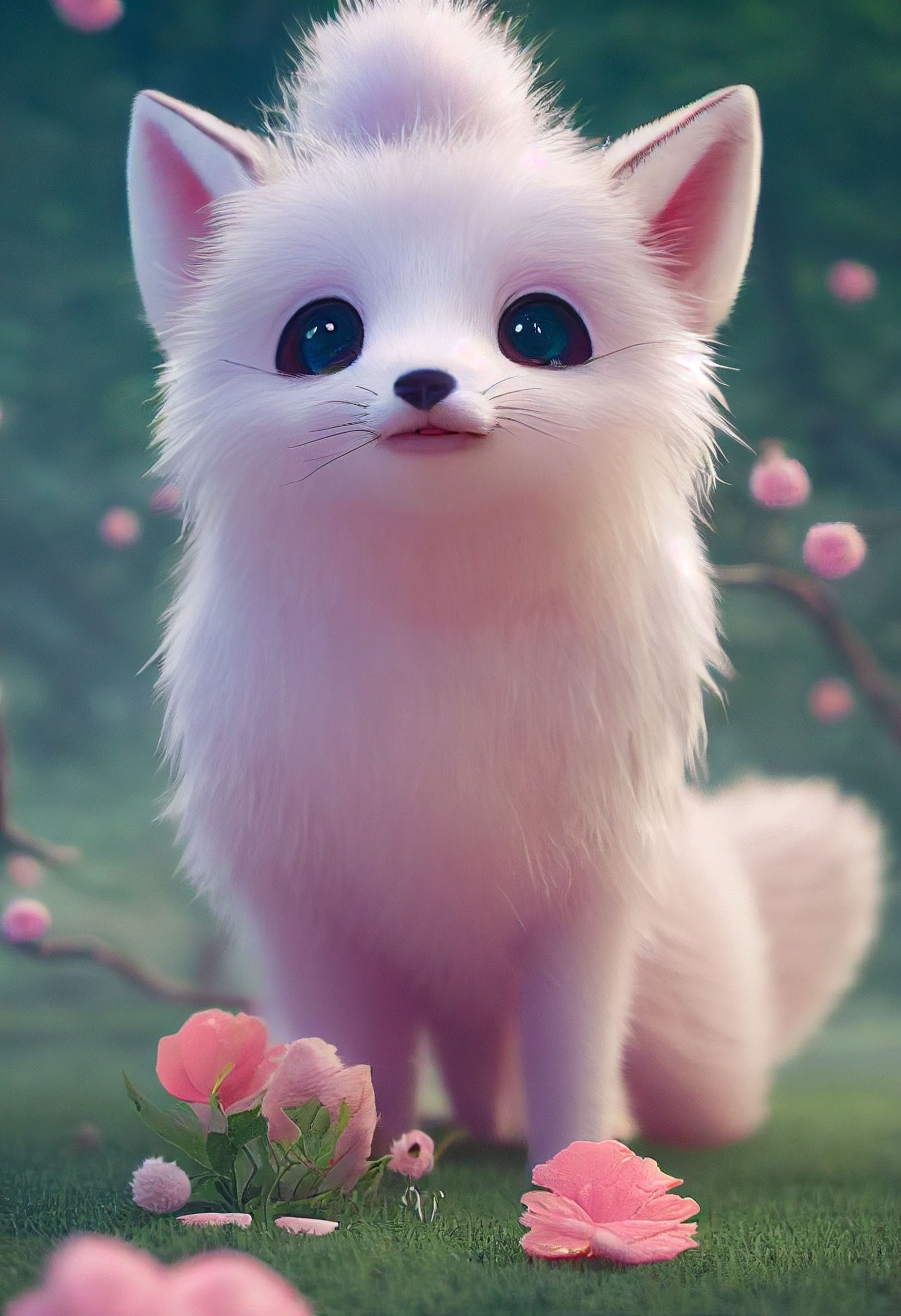 可爱的白色狐狸宝宝