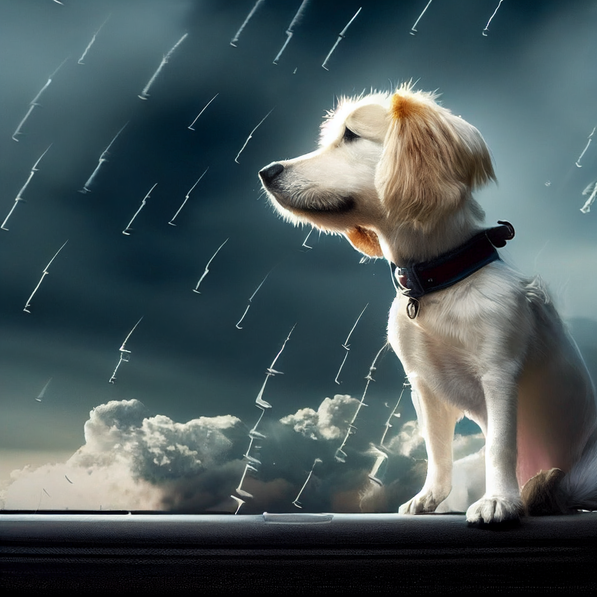 雨中孤单的小狗