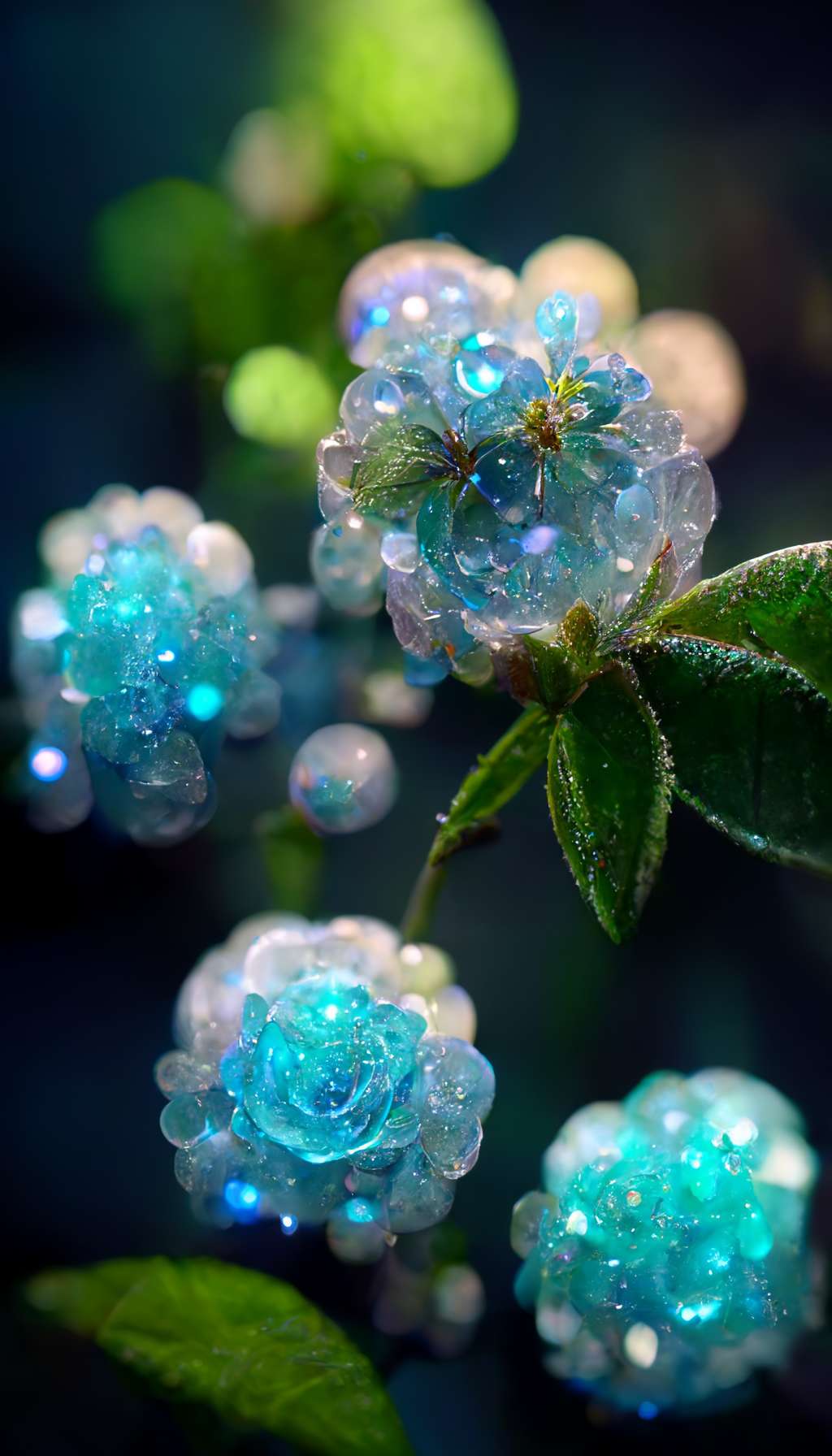蓝色 水晶  玫瑰花
