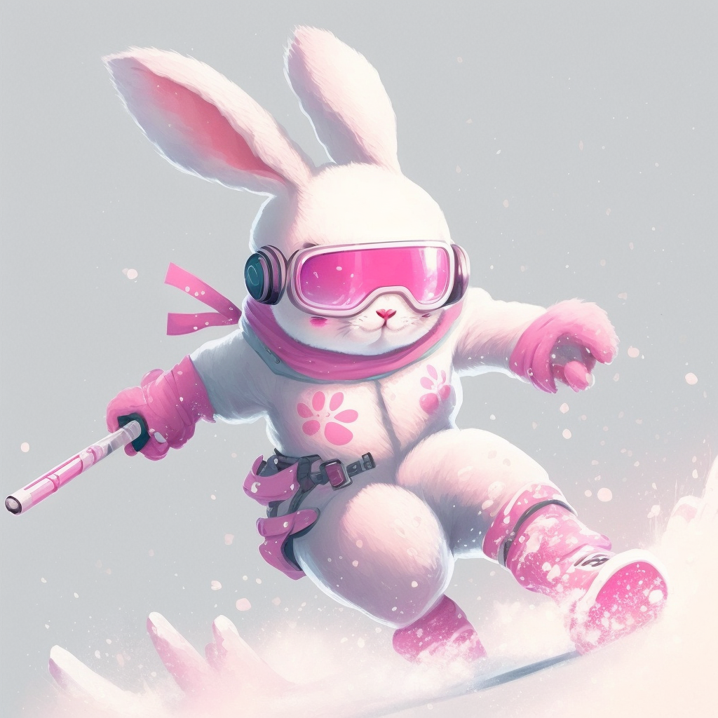 滑雪的小白兔