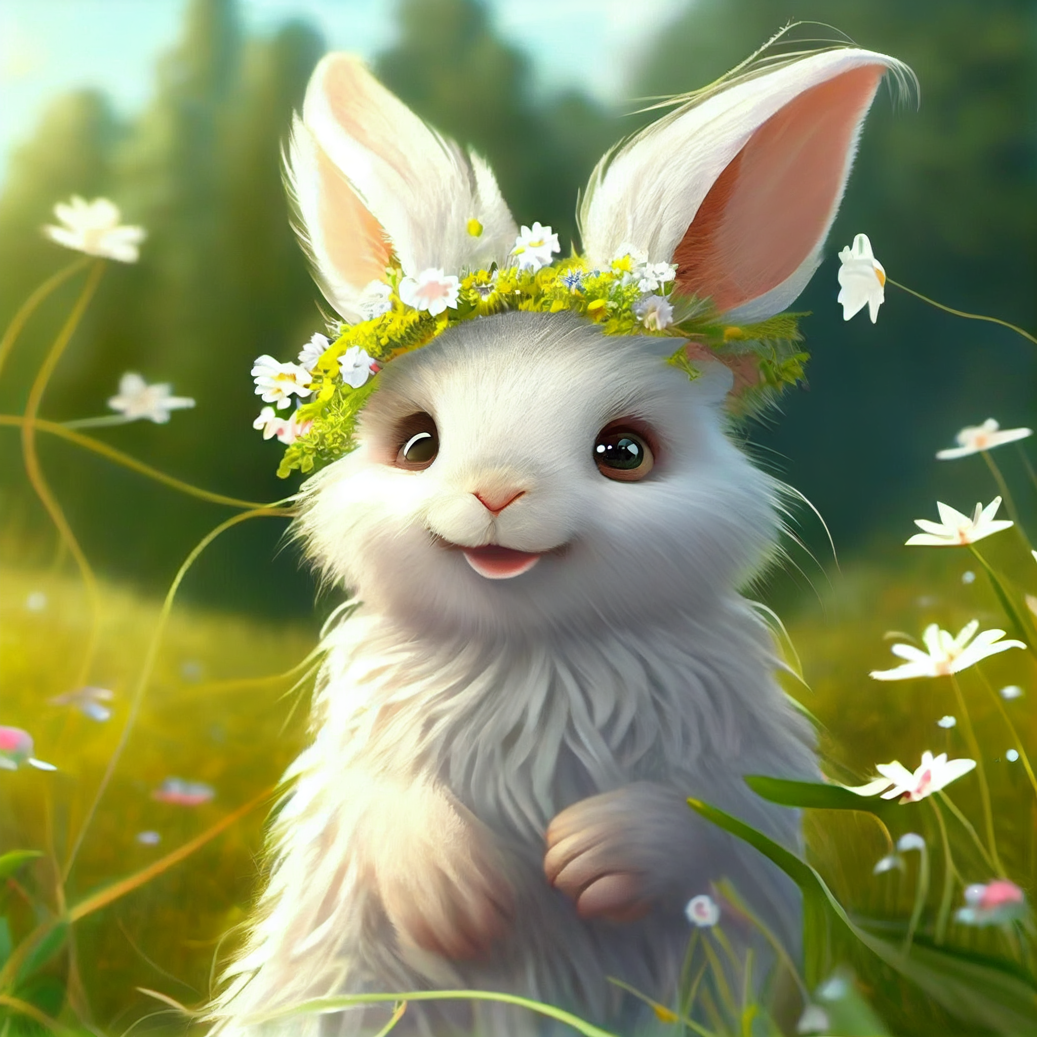 带花环的小白兔