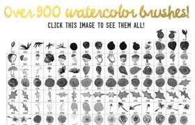 900+抽象水彩画植物PS笔刷