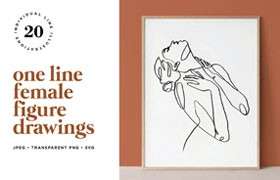 20个抽象手绘女性线条艺术风格矢量插画