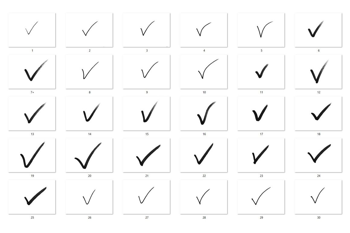 30张高清手绘打勾对号图片素材PNG - PS图案 - 素材集市