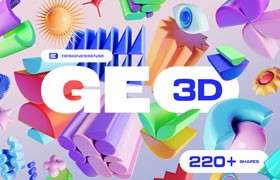 220+彩色3D立体几何形状素材PNG