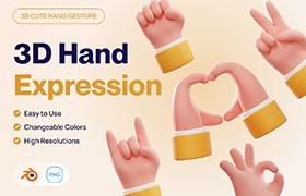  20 gesture action 3D icons in PNG Blend format