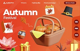  20 autumn festival 3D icons in PSD PNG OBJ format